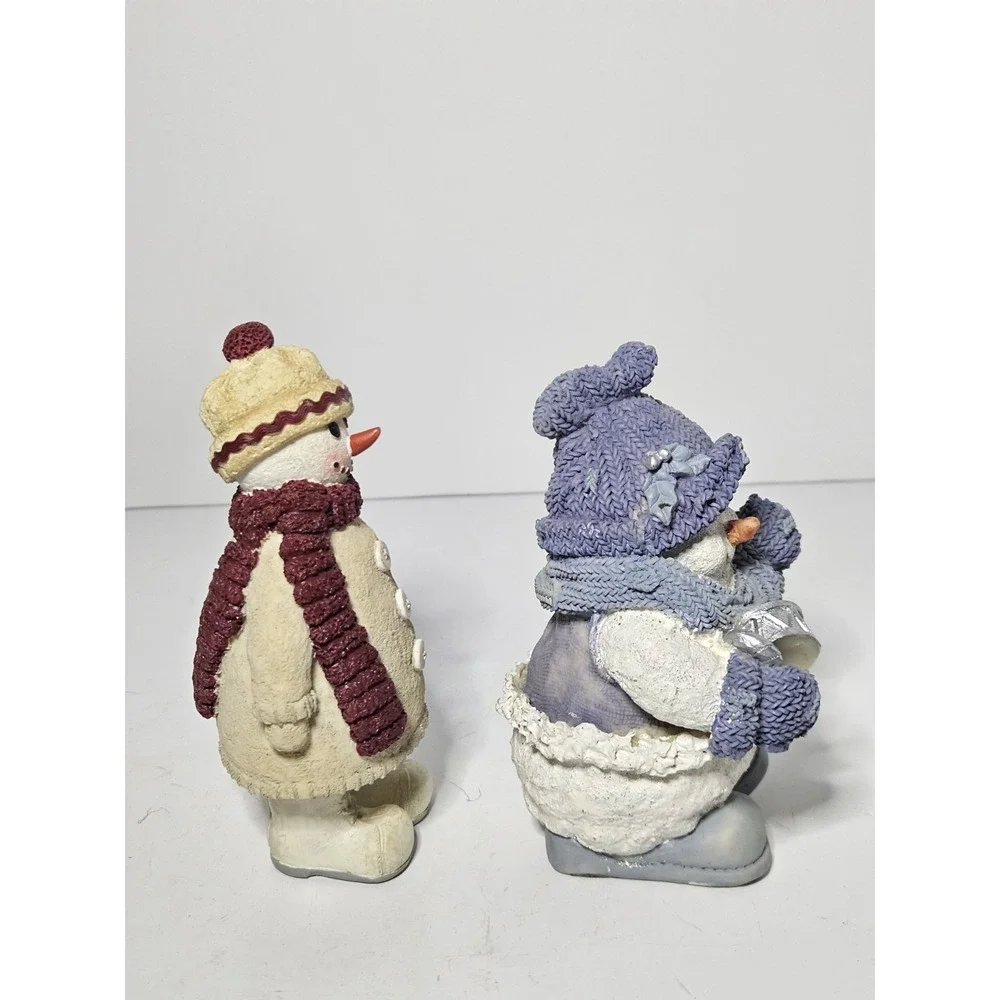 Snowman Hallmark Ragdoll Mittens & Encore Snow Buddies Resin Figurine Vtg Set